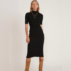 NWOT Marine Layer Lexi Rib Mock Neck Black Midi Dress (S)